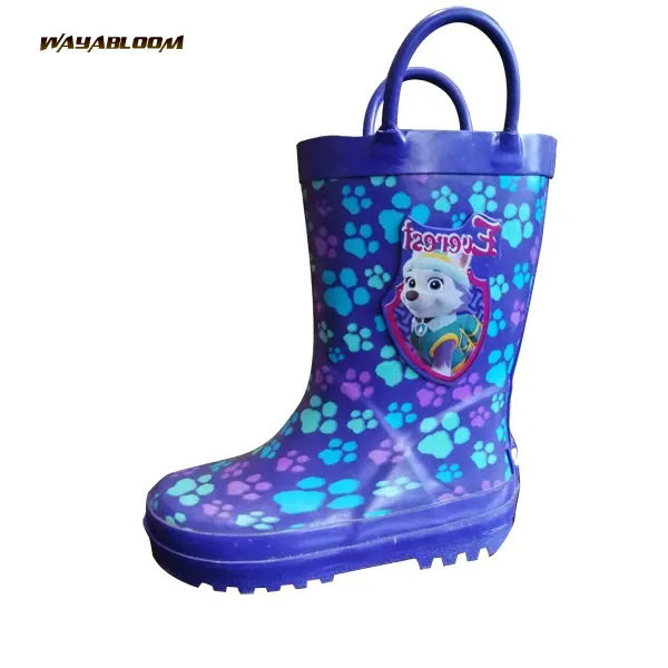 Kids Fancy Half Rubber Children Rain Boot With Handle