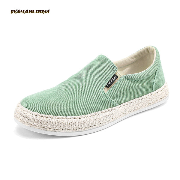 New Men's Fashion Straw Corduroy Fisherman's Shoes Simple Versatile Slip on Lazy Shoes