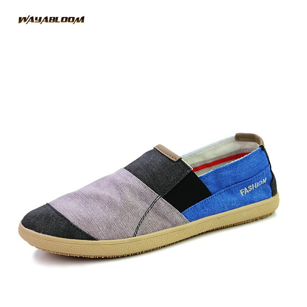 Summer sewn shoes flat heel men's round head daily low top spot canvas shoes