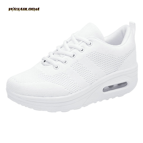 Spring new mesh breathable sports casual shoes thick soled women's rocking shoes air cushion shoes