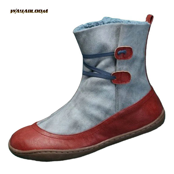 Autumn and Winter New Women's Boots Large Women's Shoes Color Contrast Fashion Boots