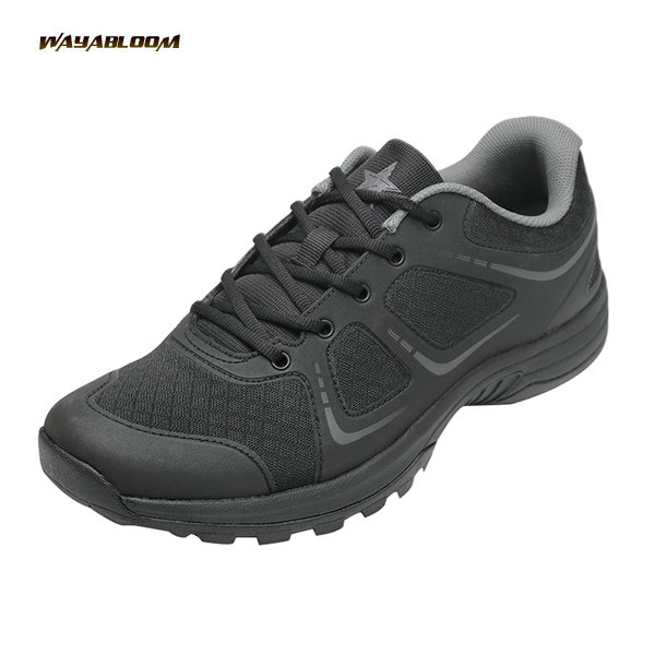 Spring and autumn fitness training shoes round toe daily flat heel low top black lace up outdoor sports shoes